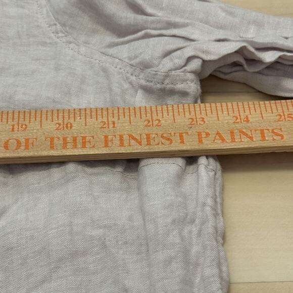 Tahari 1X Top Tunic Linen Button Down Long Sleeve Roll Tab Taupe Coastal Lagum - Picture 7 of 8